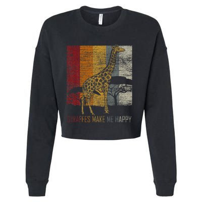 Zoo Keeper Africa Vintage Retro Gift Giraffe Cropped Pullover Crew