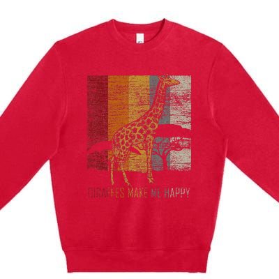 Zoo Keeper Africa Vintage Retro Gift Giraffe Premium Crewneck Sweatshirt