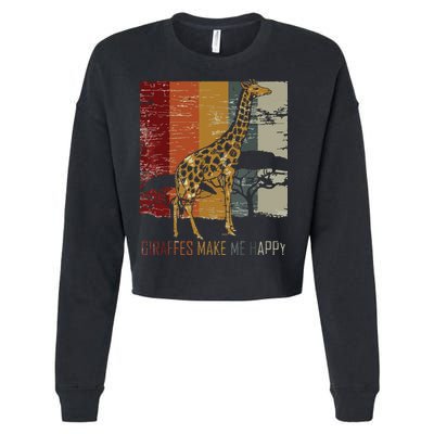 Zoo Keeper Africa Vintage Retro Gift Giraffe Cropped Pullover Crew