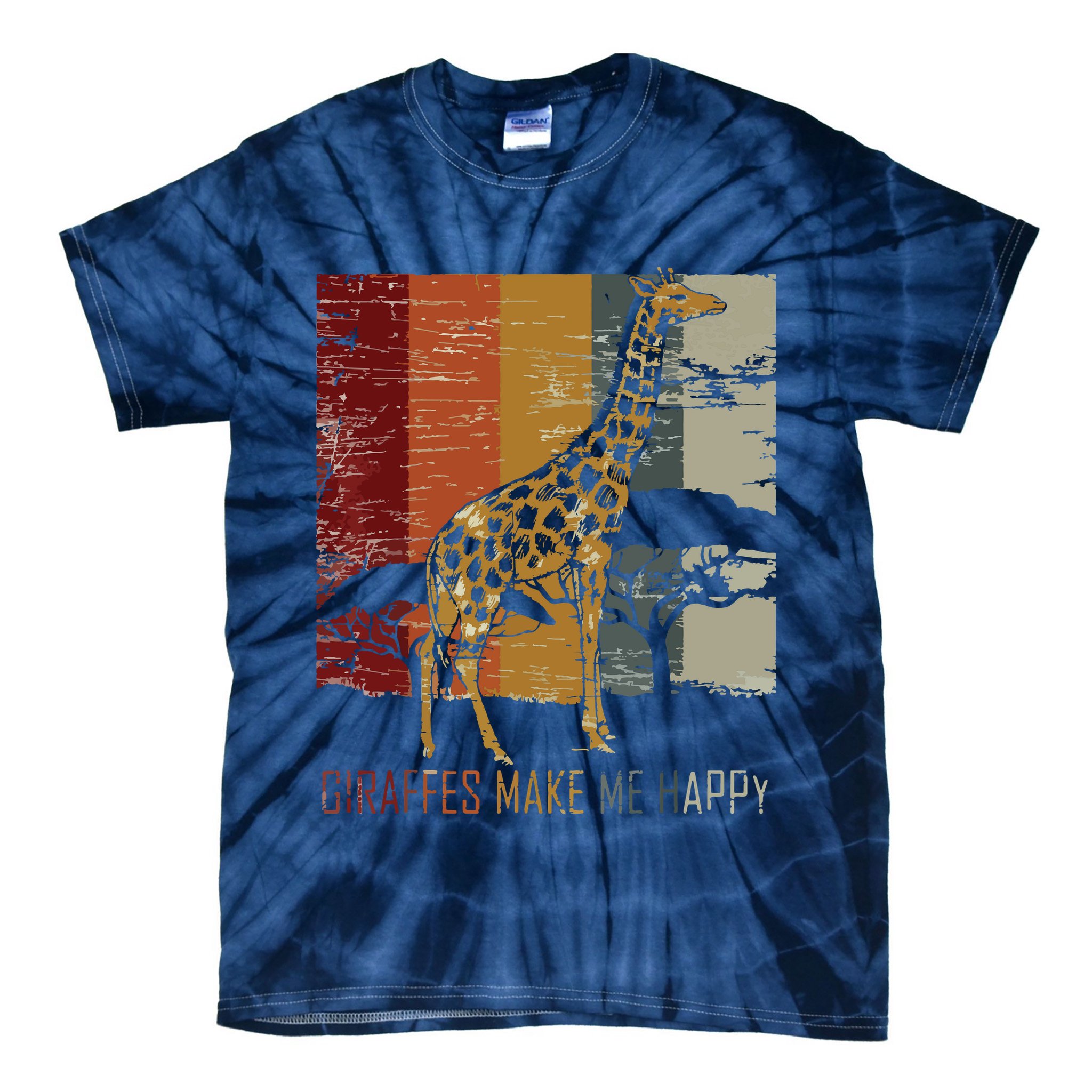 Zoo Keeper Africa Vintage Retro Gift Giraffe Tie-Dye T-Shirt