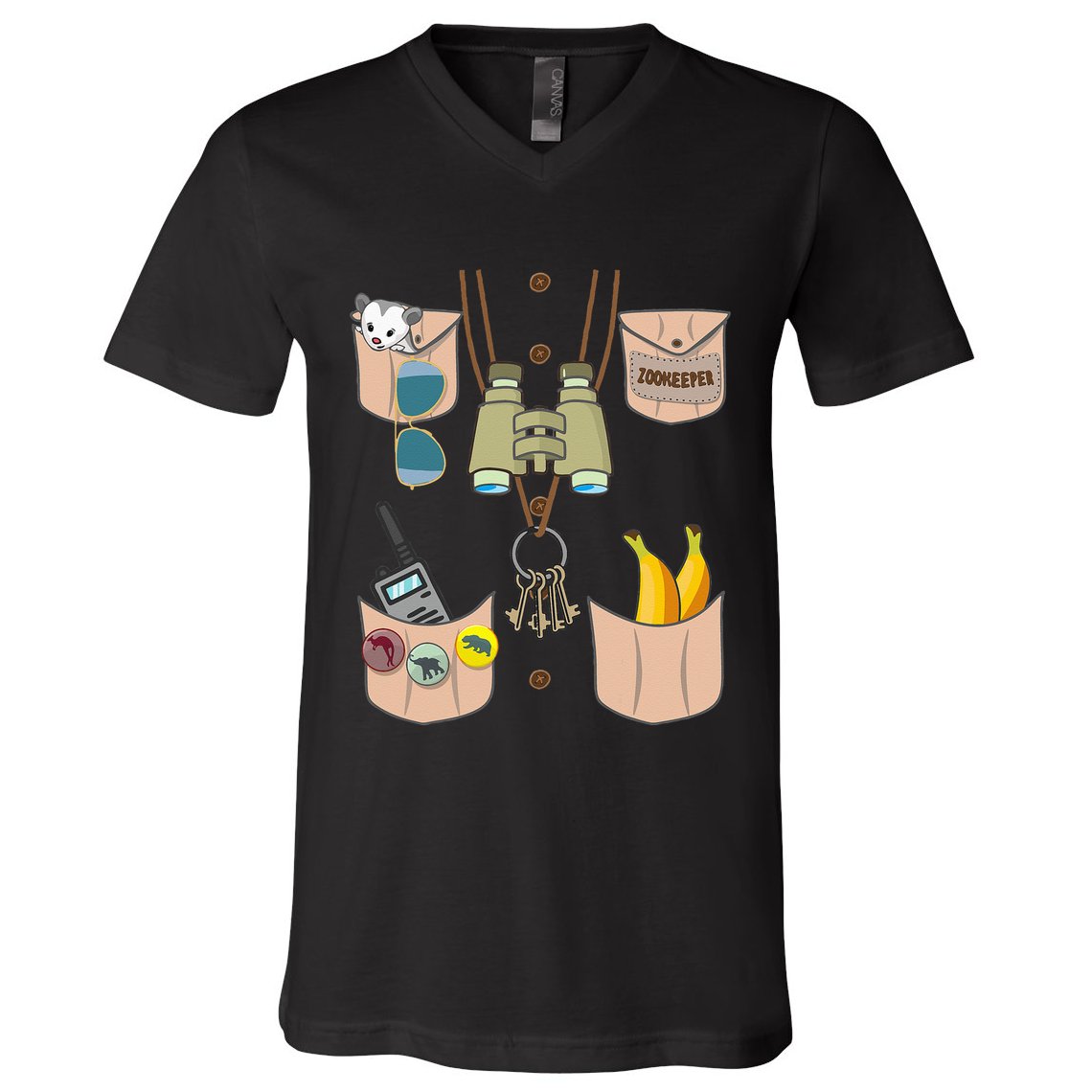 Zoo Keeper Costume Funny Halloween Zookeeper V-Neck T-Shirt