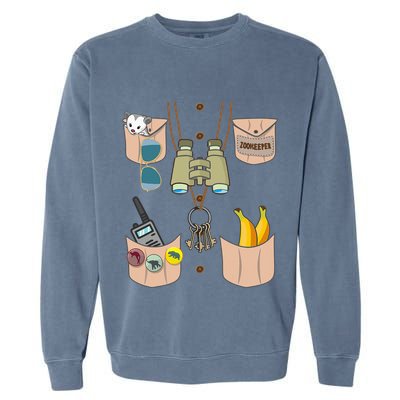 Zoo Keeper Costume Funny Halloween Zookeeper Garment-Dyed Sweatshirt