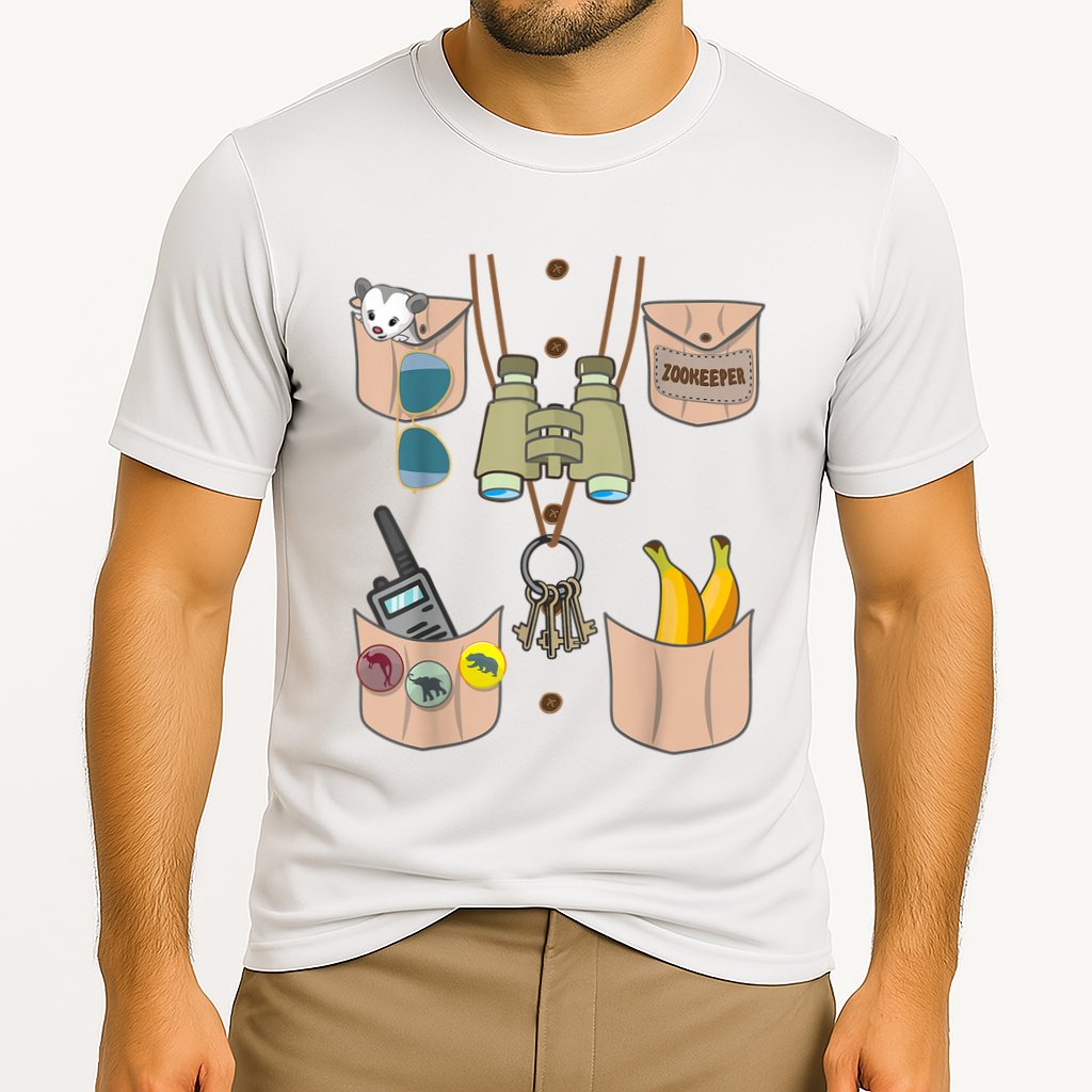 Zoo Keeper Costume Funny Halloween Boy Girls Zookeeper Cooling Performance Crew T-Shirt