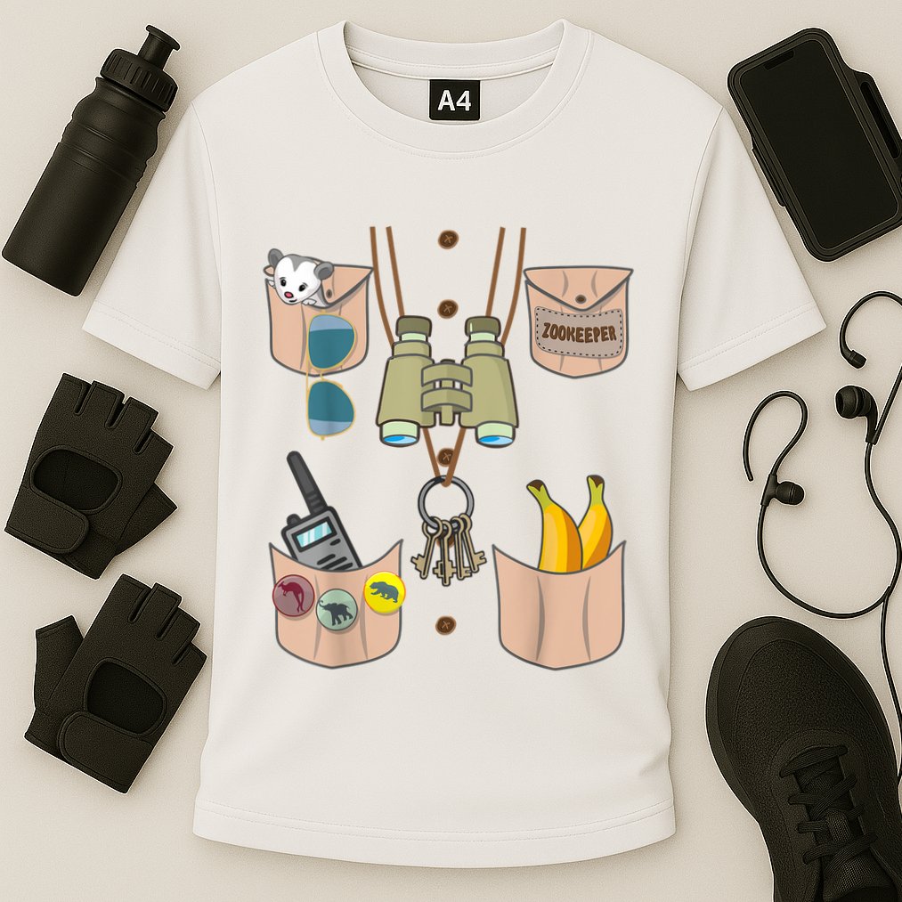 Zoo Keeper Costume Funny Halloween Boy Girls Zookeeper Cooling Performance Crew T-Shirt