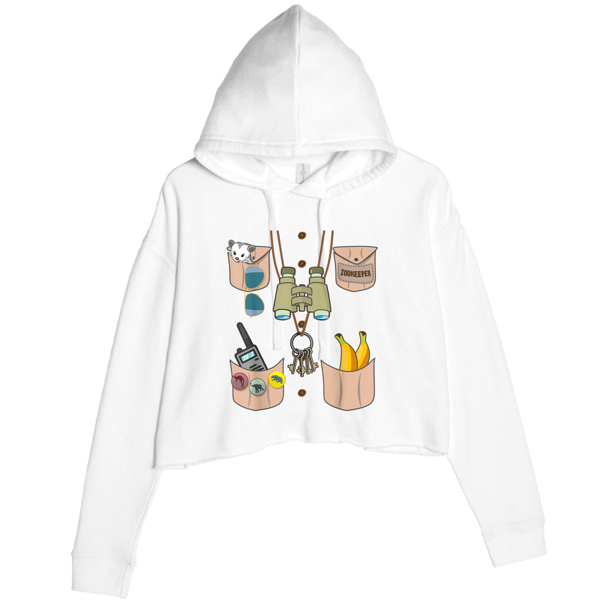 Zoo Keeper Costume Funny Halloween Boy Girls Zookeeper Crop Fleece Hoodie