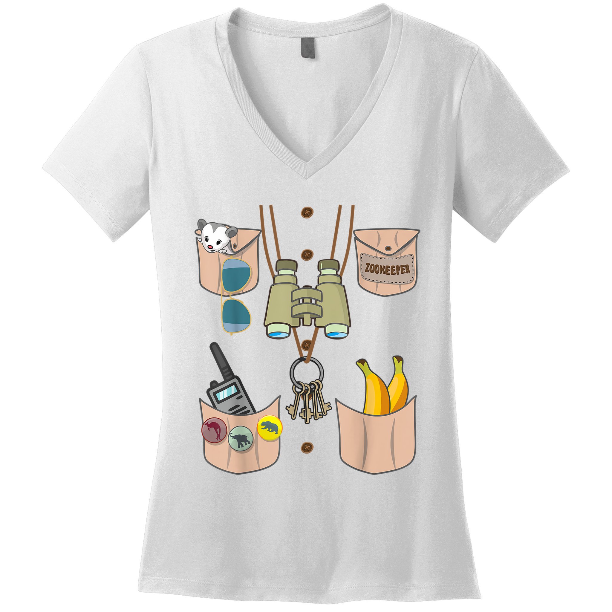 Zoo Keeper Costume Funny Halloween Boy Girls Zookeeper Women's V-Neck T-Shirt