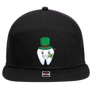 Zahn Kobold Clover Leaf St Patrick's Day Dentist Gift 7 Panel Mesh Trucker Snapback Hat