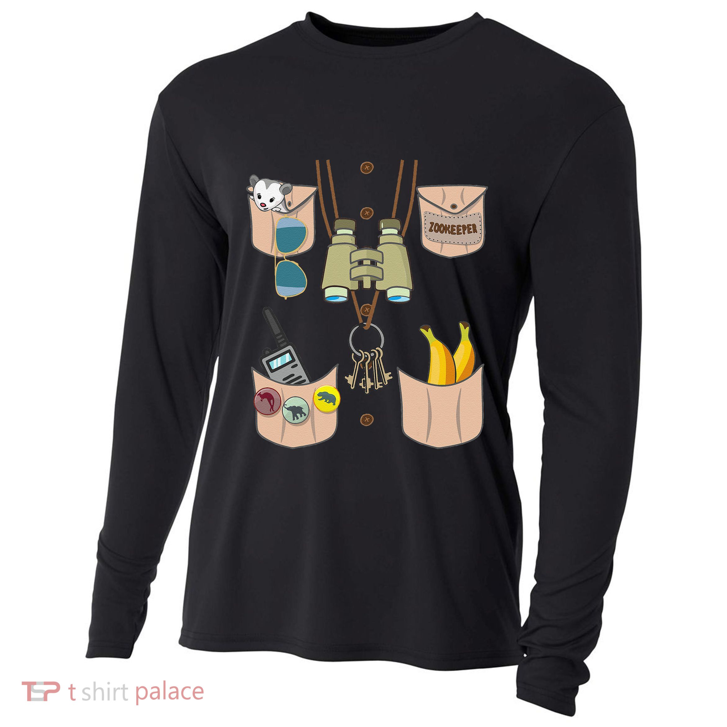 Zoo Keeper Costume Funny Halloween Zookeeper Cooling Performance Long Sleeve Crew
