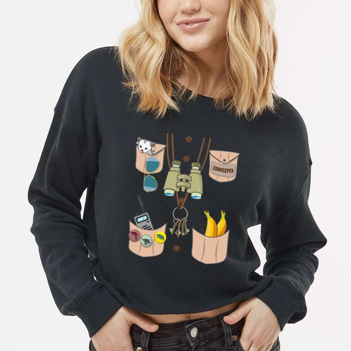 Zoo Keeper Costume Funny Halloween Zookeeper Cropped Pullover Crew