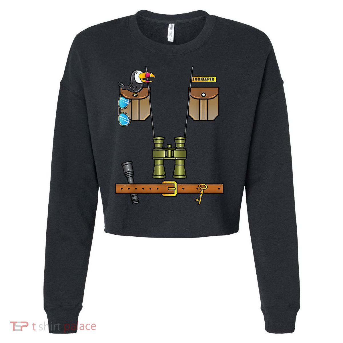Zoo Keeper Costume Funny Safari Zookeeper Costume Halloween Cropped Pullover Crew