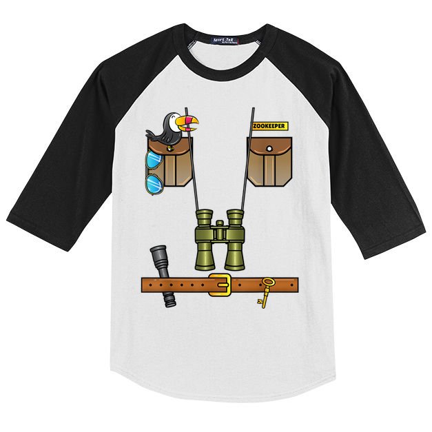 Zoo Keeper Costume Funny Safari Zookeeper Costume Halloween Kids Colorblock Raglan Jersey
