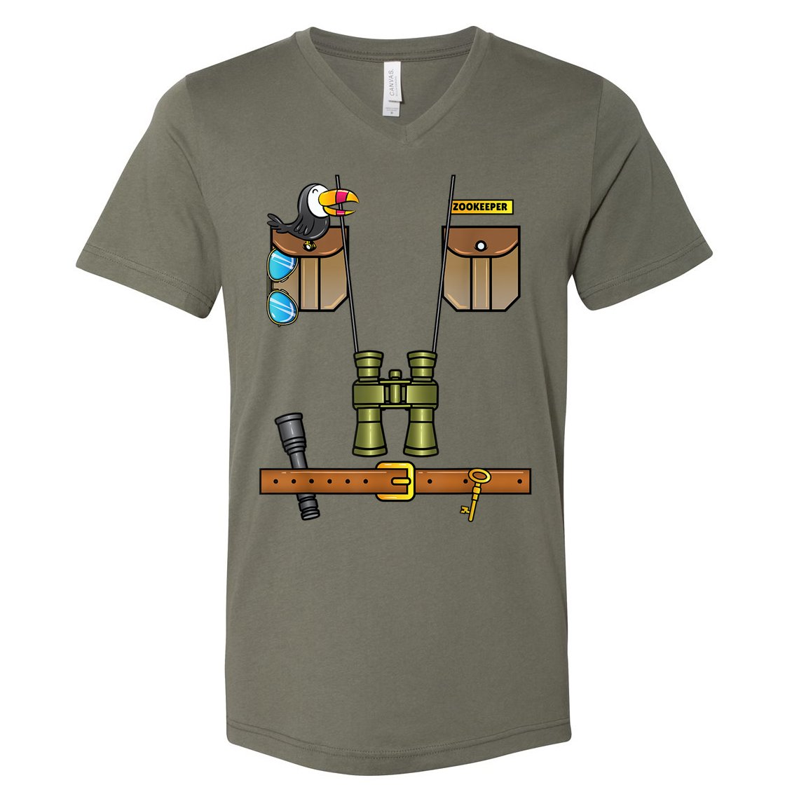 Zoo Keeper Costume Funny Safari Zookeeper Costume Halloween V-Neck T-Shirt
