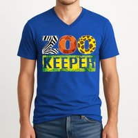 Zoo Keeper Costume Adult Halloween Party Safari Zookeeper Funny Gift V-Neck T-Shirt