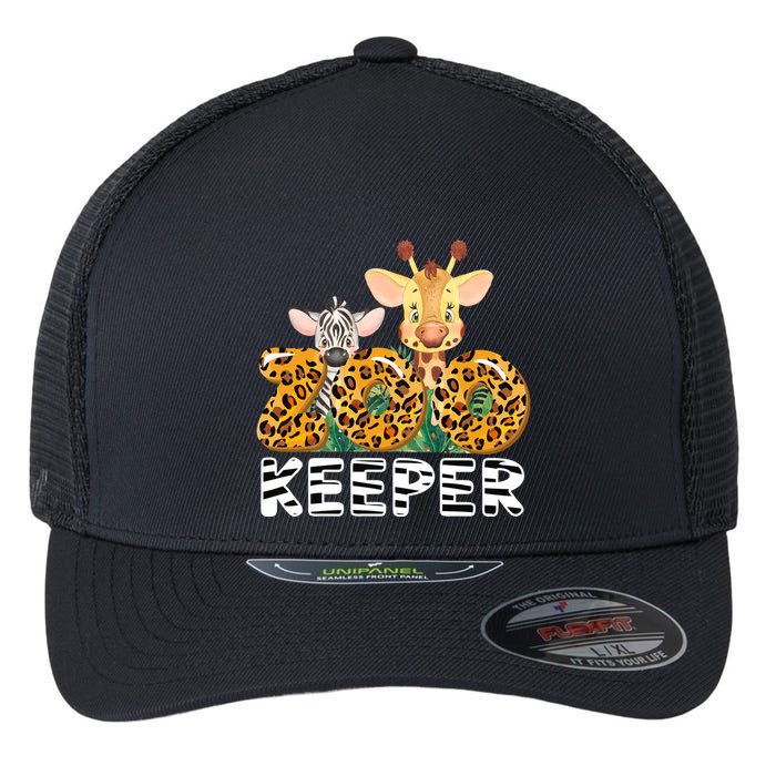 Zoo Keeper Funny Jungle Safari Wild Print Savanna Matching Cute Gift Flexfit Unipanel Trucker Cap