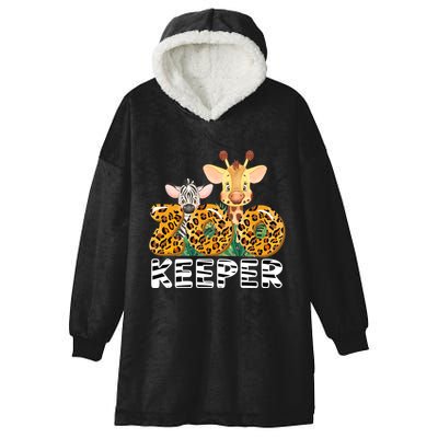 Zoo Keeper Funny Jungle Safari Wild Print Savanna Matching Cute Gift Hooded Wearable Blanket