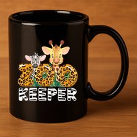 Zoo Keeper Funny Jungle Safari Wild Print Savanna Matching Cute Gift 11oz C Handle Ceramic Mug