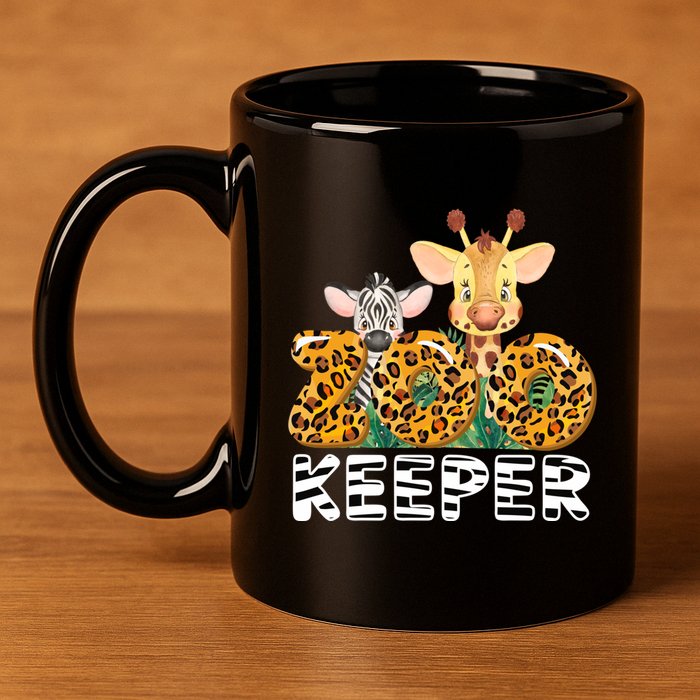 Zoo Keeper Funny Jungle Safari Wild Print Savanna Matching Cute Gift 11oz C Handle Ceramic Mug