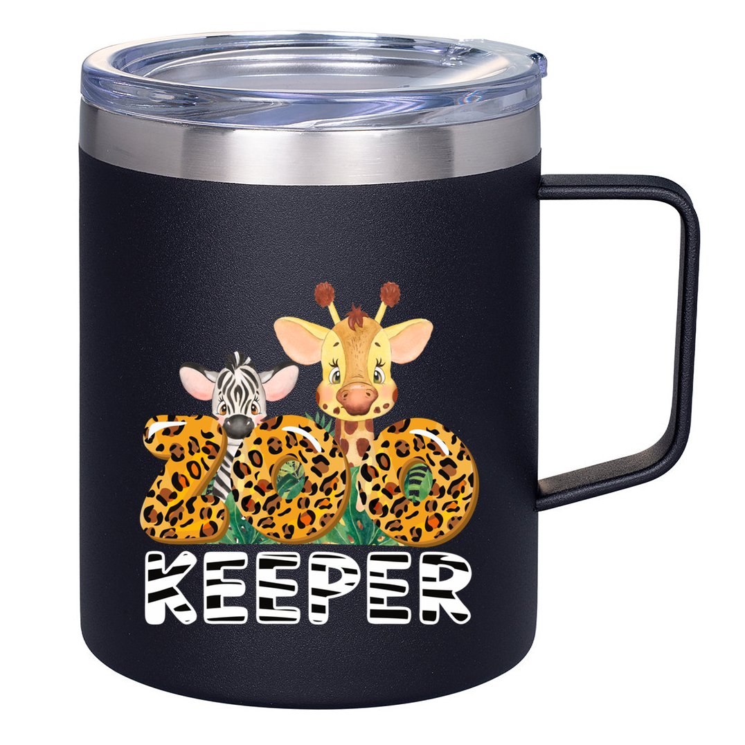Zoo Keeper Funny Jungle Safari Wild Print Savanna Matching Cute Gift 12oz Stainless Steel Coffee Mug