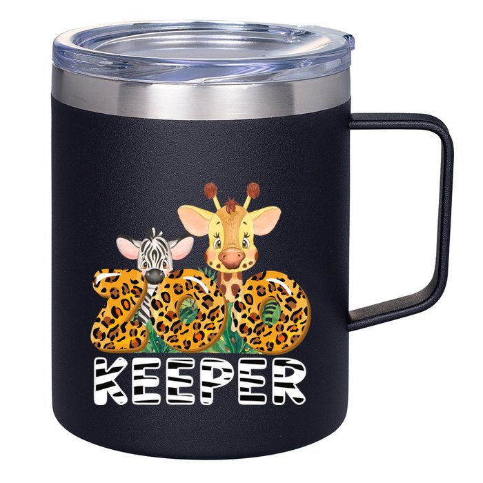 Zoo Keeper Funny Jungle Safari Wild Print Savanna Matching Cute Gift 12oz Stainless Steel Coffee Mug