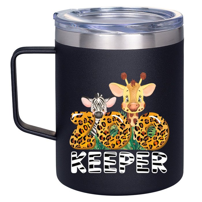 Zoo Keeper Funny Jungle Safari Wild Print Savanna Matching Cute Gift 12oz Stainless Steel Coffee Mug