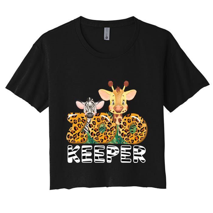 Zoo Keeper Funny Jungle Safari Wild Print Savanna Matching Cute Gift Crop Top
