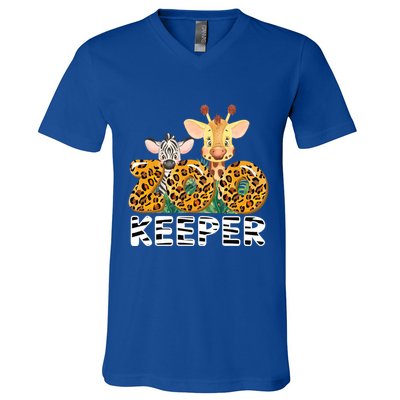Zoo Keeper Funny Jungle Safari Wild Print Savanna Matching Cute Gift V-Neck T-Shirt