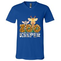 Zoo Keeper Funny Jungle Safari Wild Print Savanna Matching Cute Gift V-Neck T-Shirt
