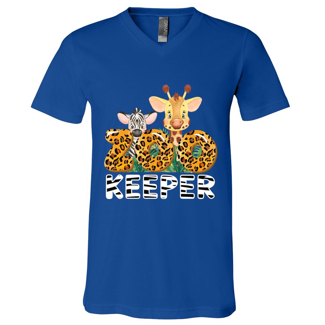 Zoo Keeper Funny Jungle Safari Wild Print Savanna Matching Cute Gift V-Neck T-Shirt
