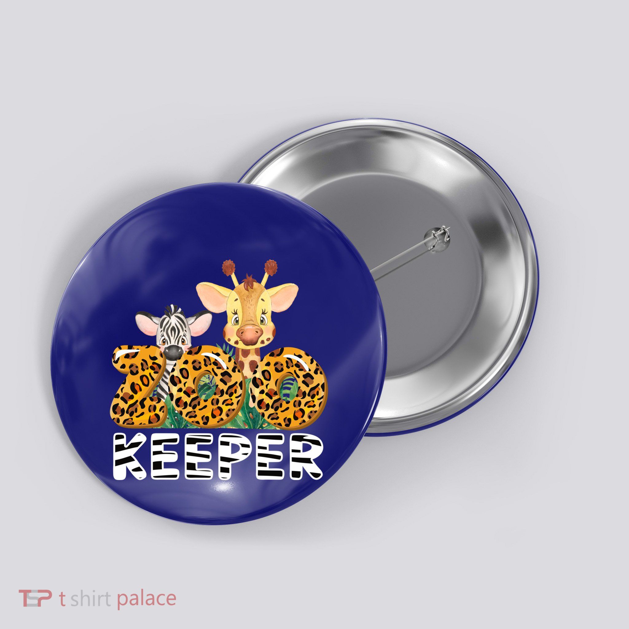 Zoo Keeper Funny Jungle Safari Wild Print Savanna Matching Cute Gift Button