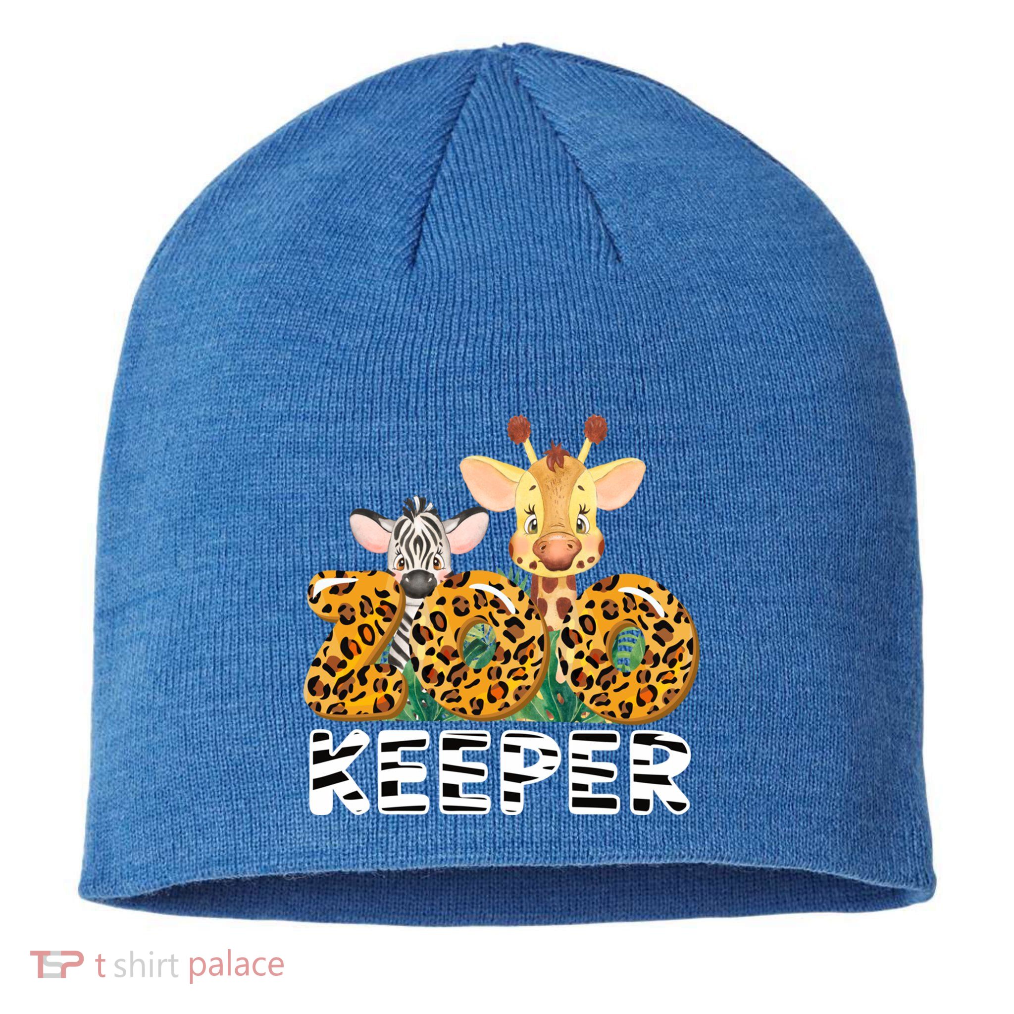 Zoo Keeper Funny Jungle Safari Wild Print Savanna Matching Cute Gift Sustainable Beanie
