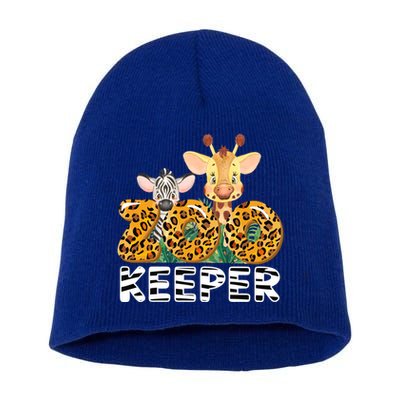 Zoo Keeper Funny Jungle Safari Wild Print Savanna Matching Cute Gift Short Acrylic Beanie