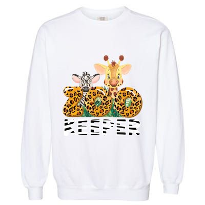 Zoo Keeper Funny Jungle Safari Wild Print Savanna Matching Cute Gift Garment-Dyed Sweatshirt
