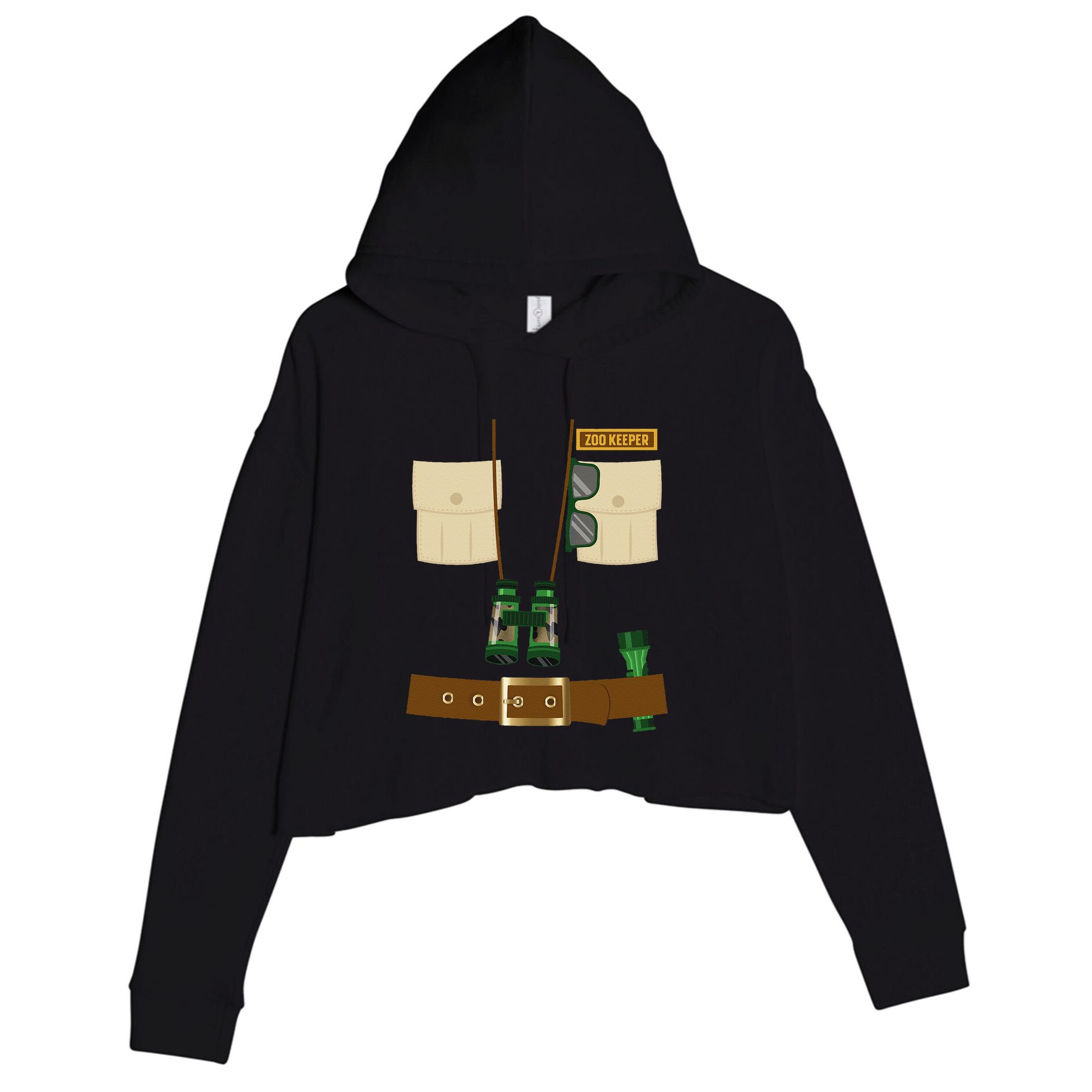 Zoo Keeper Halloween Costume DIY Gift Jungle Safari Explorer Crop Fleece Hoodie