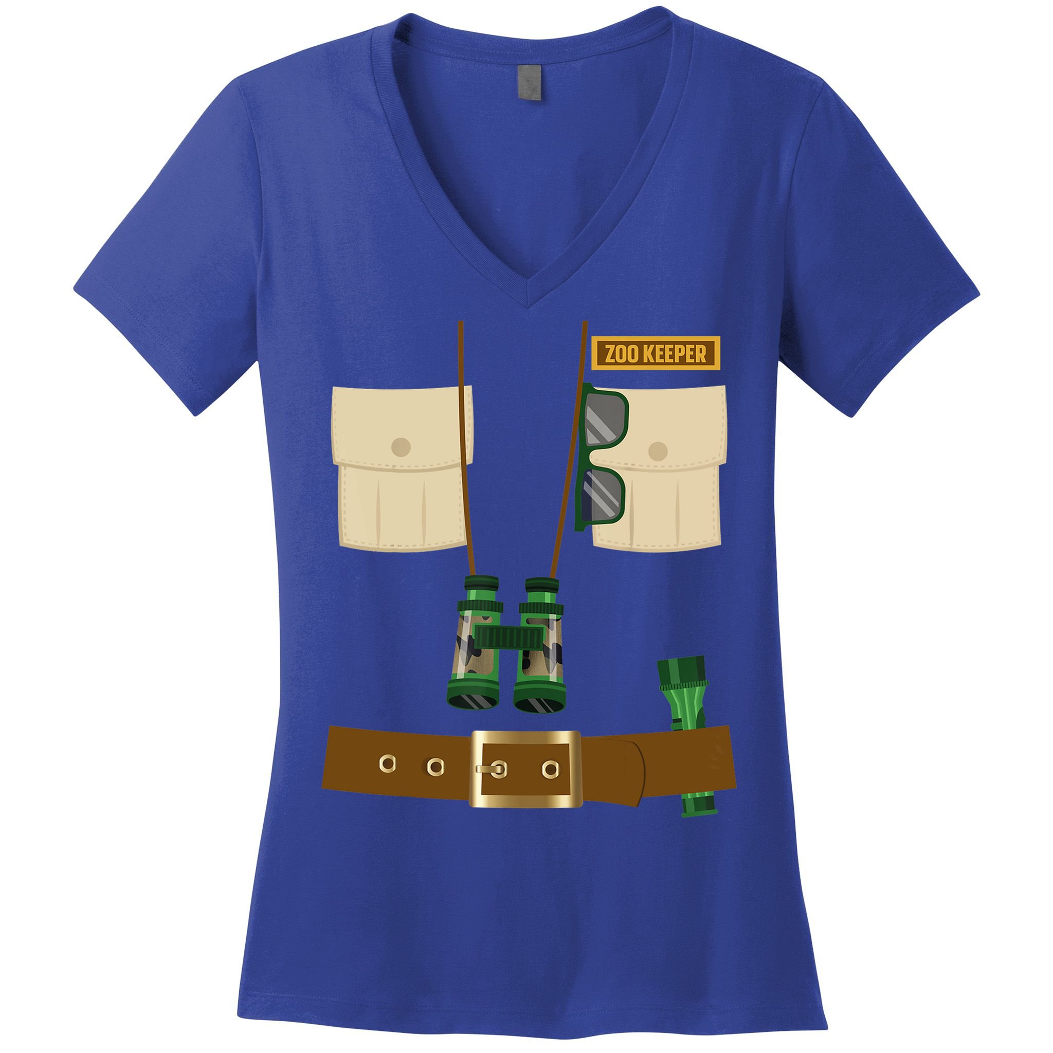 Zoo Keeper Halloween Costume Diy Gift Jungle Safari Explorer Gift Women's V-Neck T-Shirt