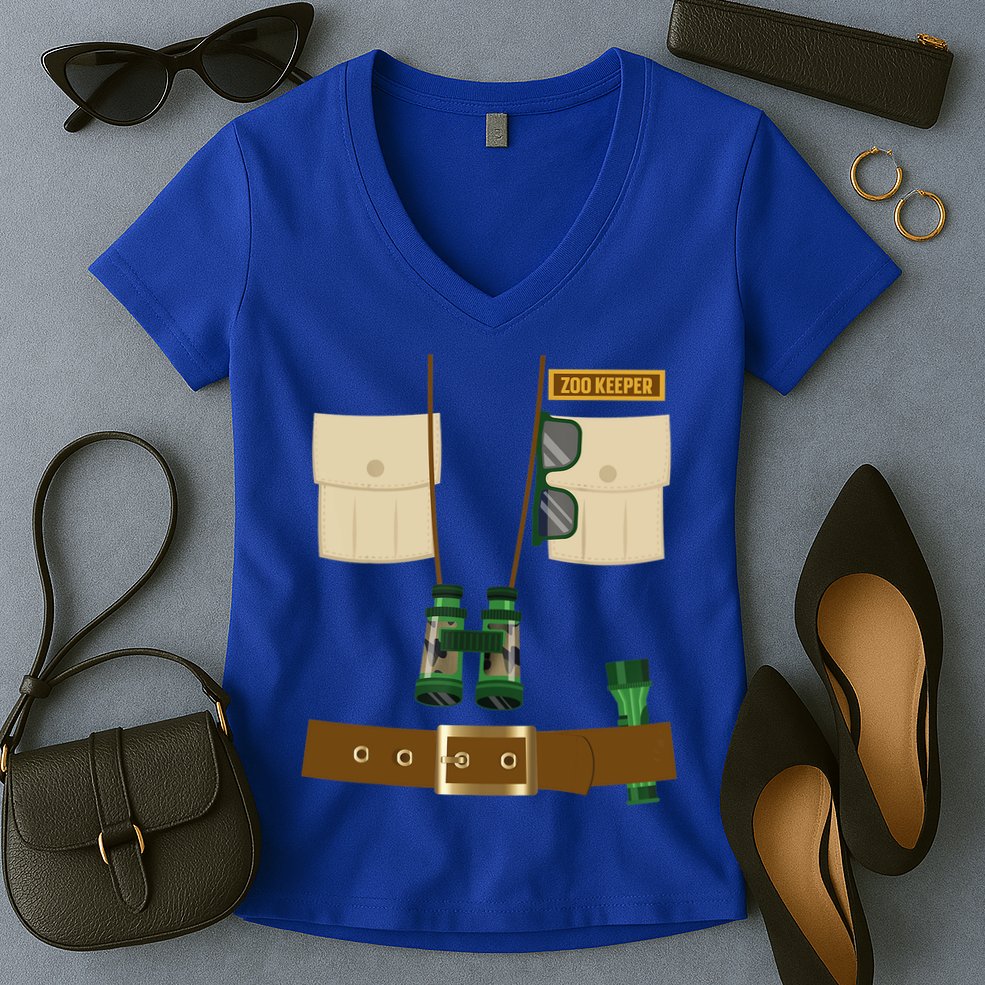 Zoo Keeper Halloween Costume Diy Gift Jungle Safari Explorer Gift Women's V-Neck T-Shirt