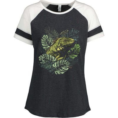 Zoo Keeper Lizard Lover Gift Iguana Enza Ladies Jersey Colorblock Tee