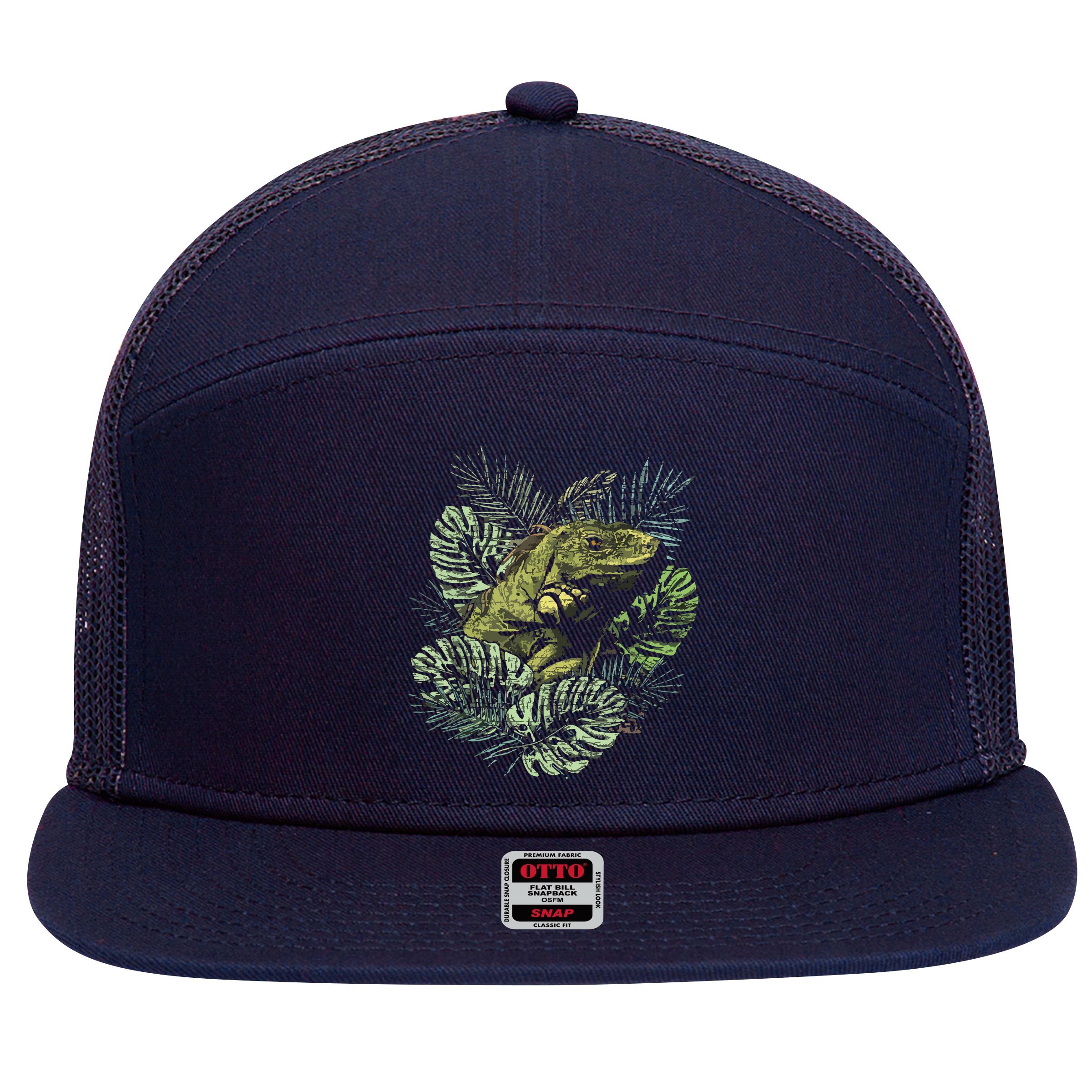 Zoo Keeper Lizard Lover Gift Iguana 7 Panel Mesh Trucker Snapback Hat