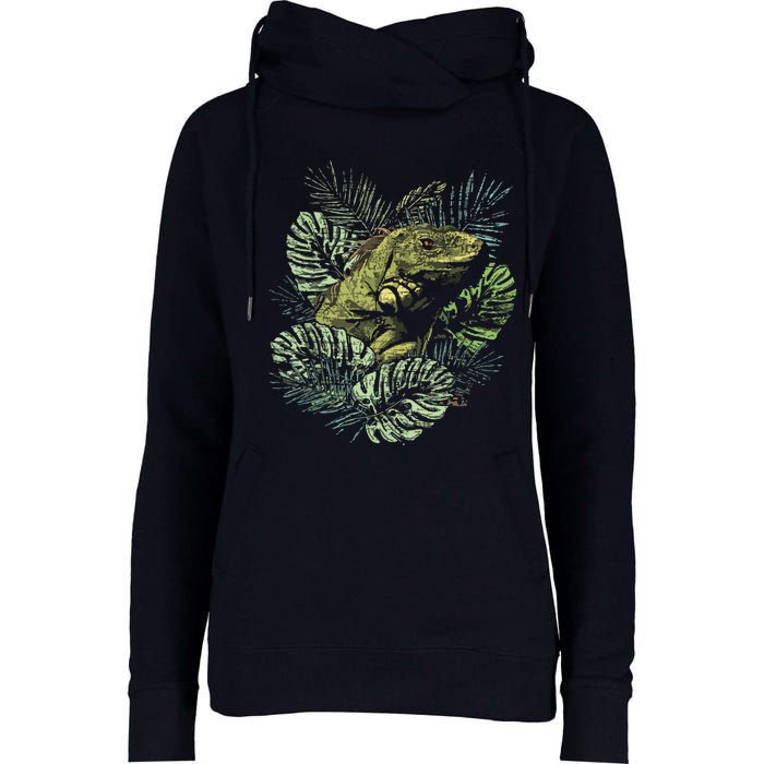 Zoo Keeper Lizard Lover Gift Iguana Womens Funnel Neck Pullover Hood