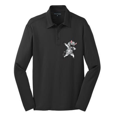 Zebra Lover Funny Zebra Dabbing Zebra Zebra Silk Touch Performance Long Sleeve Polo