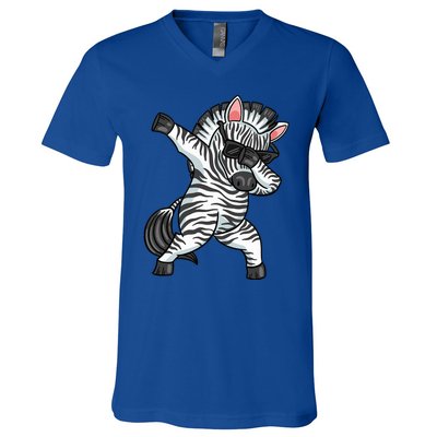 Zebra Lover Funny Zebra Dabbing Zebra Zebra V-Neck T-Shirt