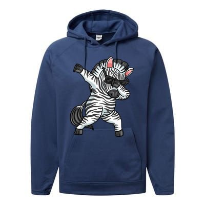 Zebra Lover Funny Zebra Dabbing Zebra Zebra Performance Fleece Hoodie