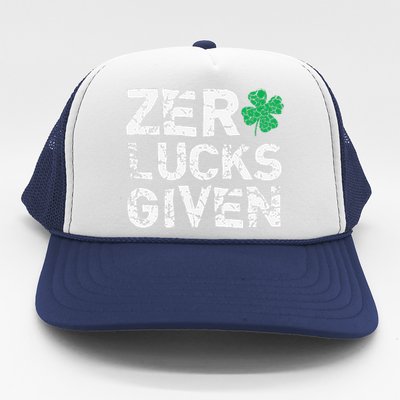 Zero Lucks Given Funny St. Saint Patrick's Day Trucker Hat