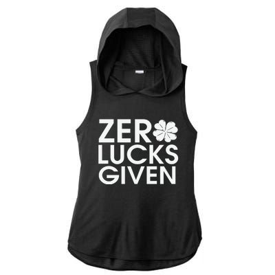 Zero Lucks Given St Patricks Day Ladies PosiCharge Tri-Blend Wicking Draft Hoodie Tank