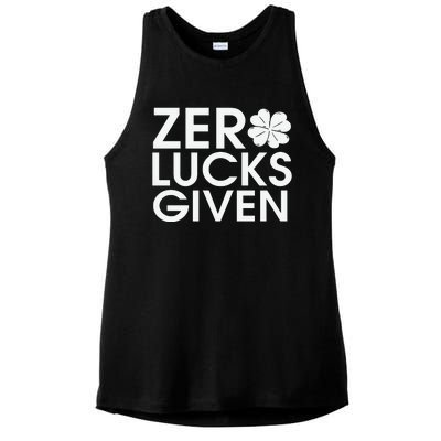 Zero Lucks Given St Patricks Day Ladies PosiCharge Tri-Blend Wicking Tank