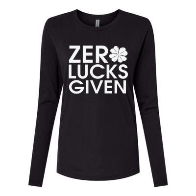 Zero Lucks Given St Patricks Day Womens Cotton Relaxed Long Sleeve T-Shirt