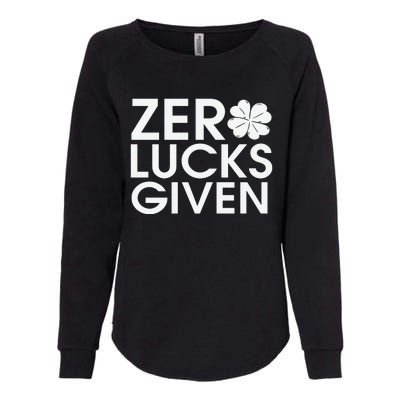 Zero Lucks Given St Patricks Day Womens California Wash Sweatshirt