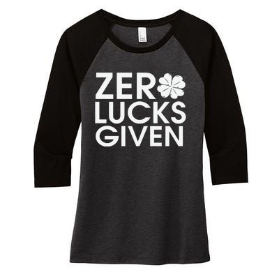 Zero Lucks Given St Patricks Day Women's Tri-Blend 3/4-Sleeve Raglan Shirt