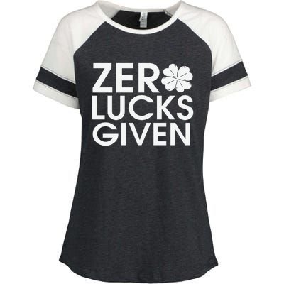 Zero Lucks Given St Patricks Day Enza Ladies Jersey Colorblock Tee