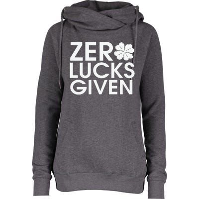 Zero Lucks Given St Patricks Day Womens Funnel Neck Pullover Hood