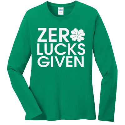 Zero Lucks Given St Patricks Day Ladies Long Sleeve Shirt